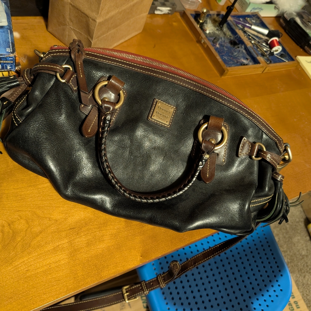 Dooney & Bourke Black and Brown Duffel Bag